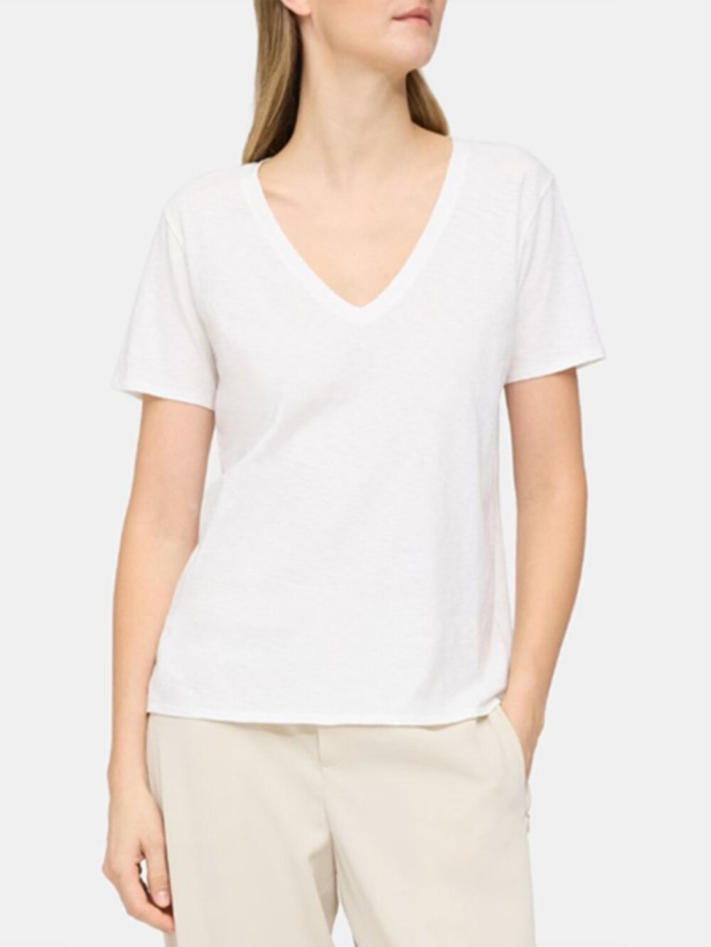 NWT $85 Theory Dayne B WHITE V-Neck Cotton Basic Slub T-Shirt